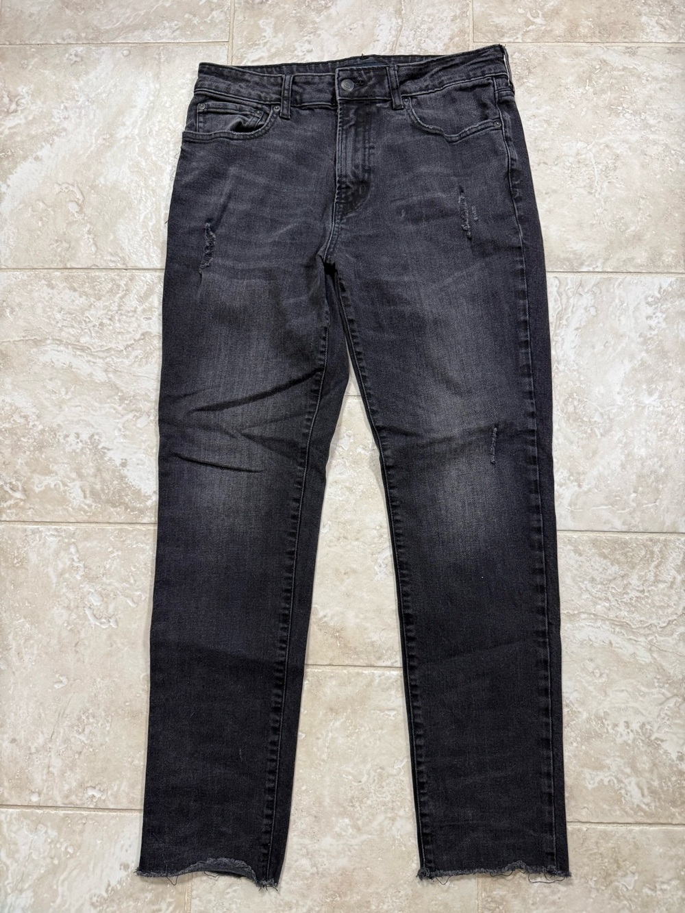 Aeropostale Men's Washed Black Slim Straight Jeans